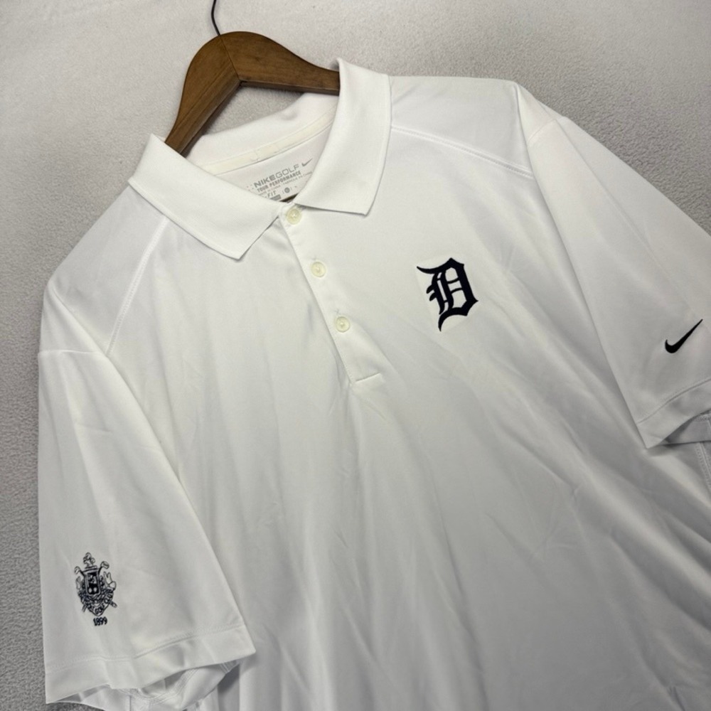 Detroit Tigers Polo Shirt men's XL White Detroit Golf Club Nike Tour Performance